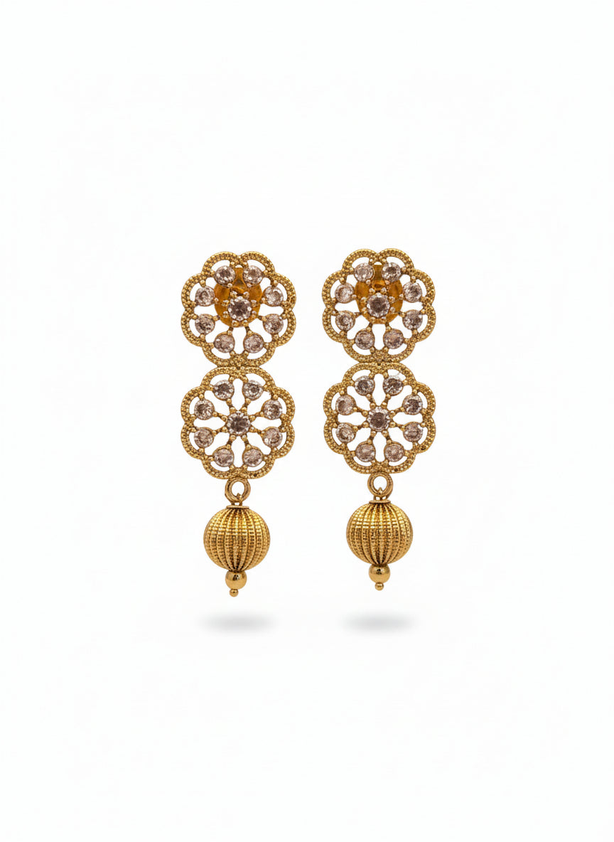 Moissanite Flower Gold Plated Necklace Set