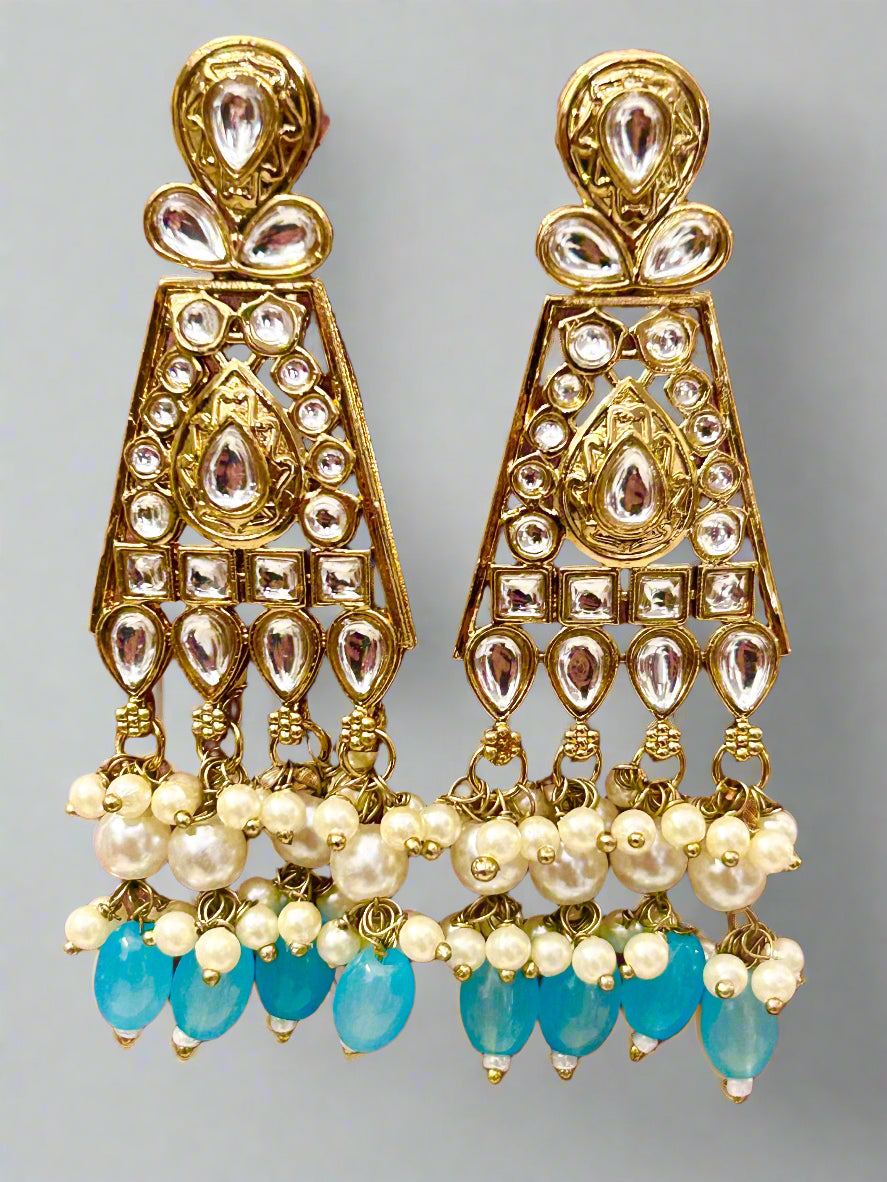 Long Kundan Dangler Earrings