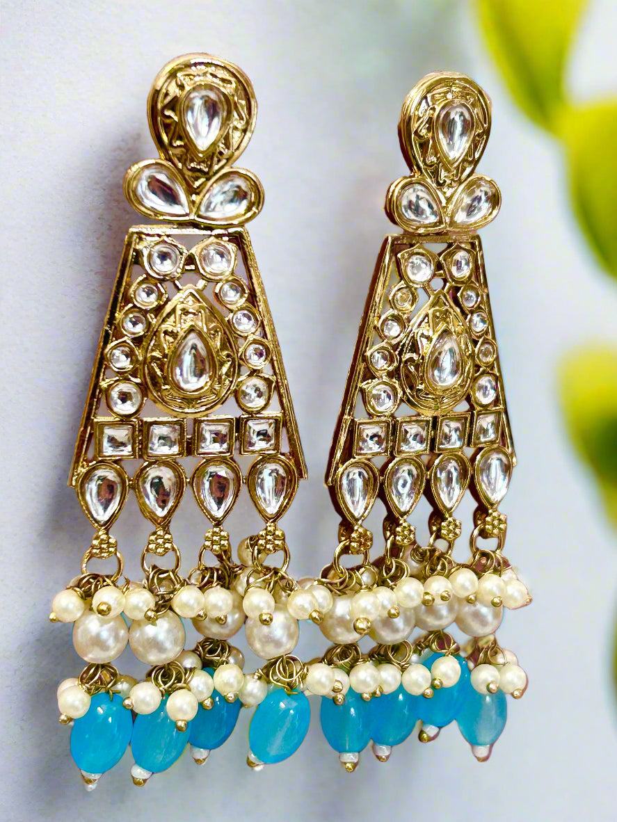 Long Kundan Dangler Earrings