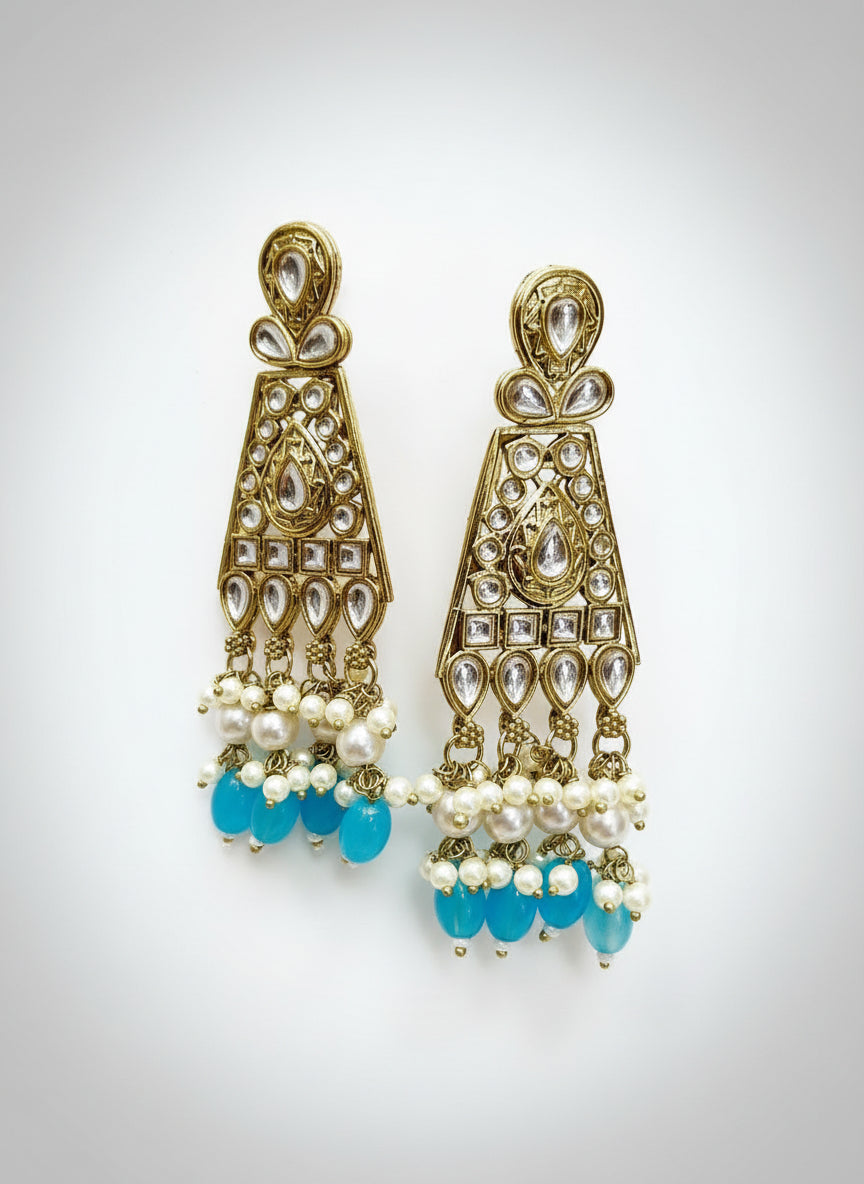Long Kundan Dangler Earrings