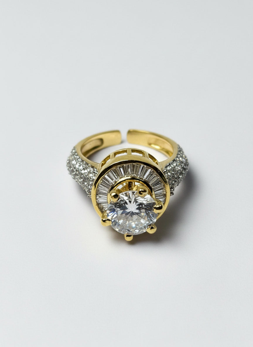 Gold Plated Designer Bold Solitaire Ring