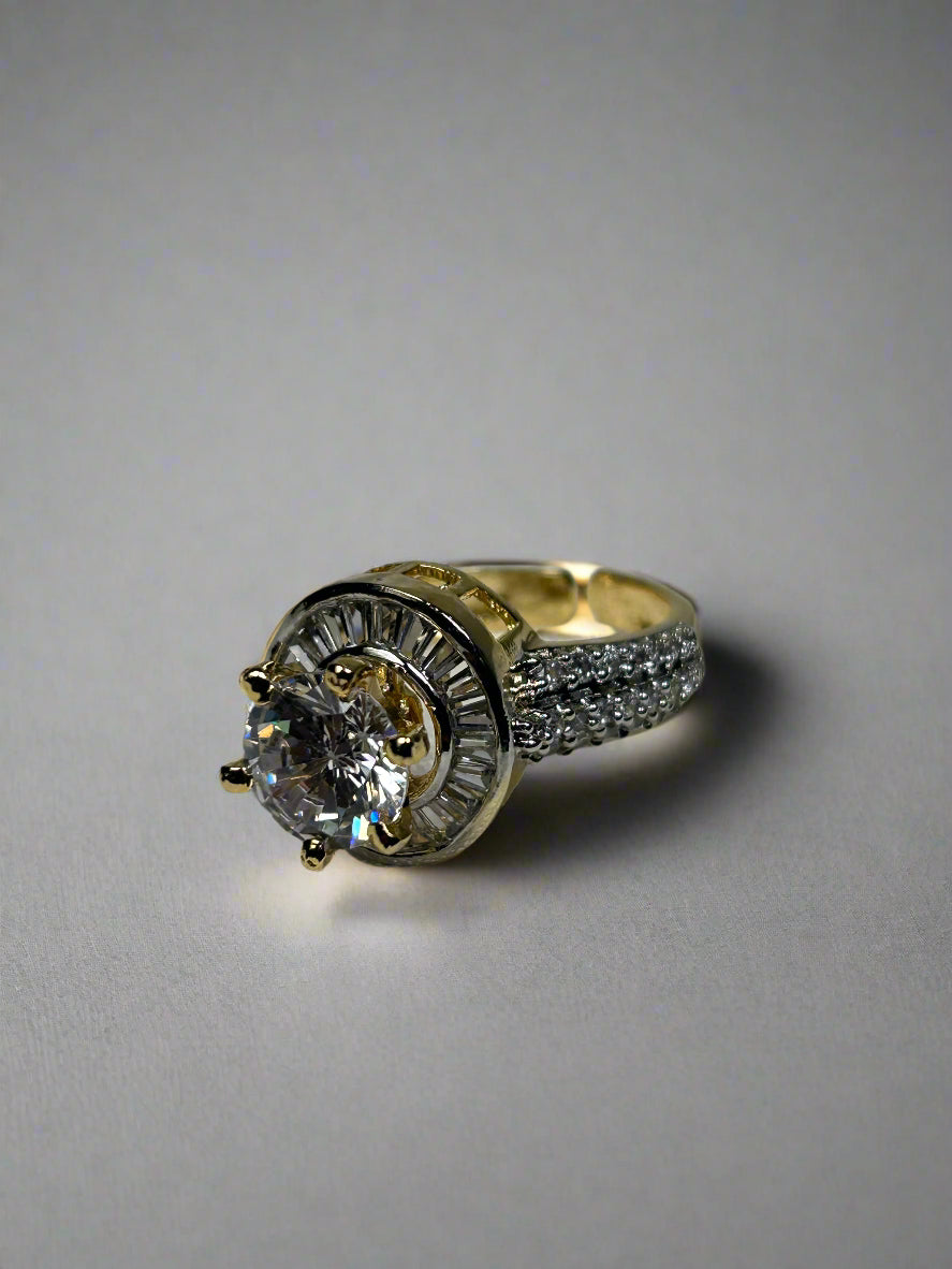 Gold Plated Designer Bold Solitaire Ring