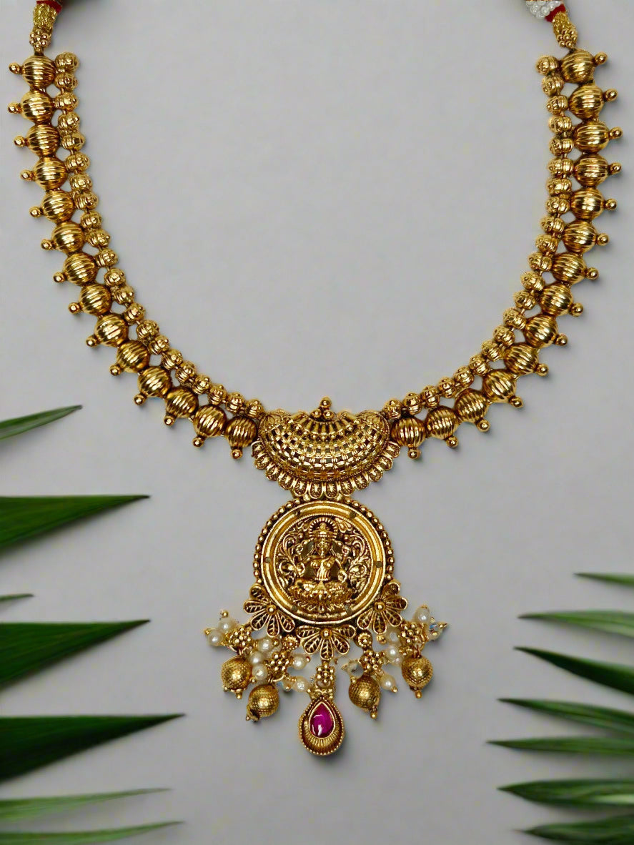 Gold Plated Goddess Laxmi Necklace Set