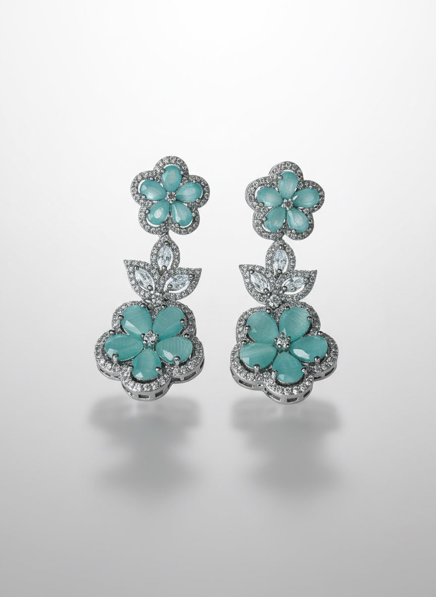 Cluster AD and Eden Emerald Flowers Necklace Set