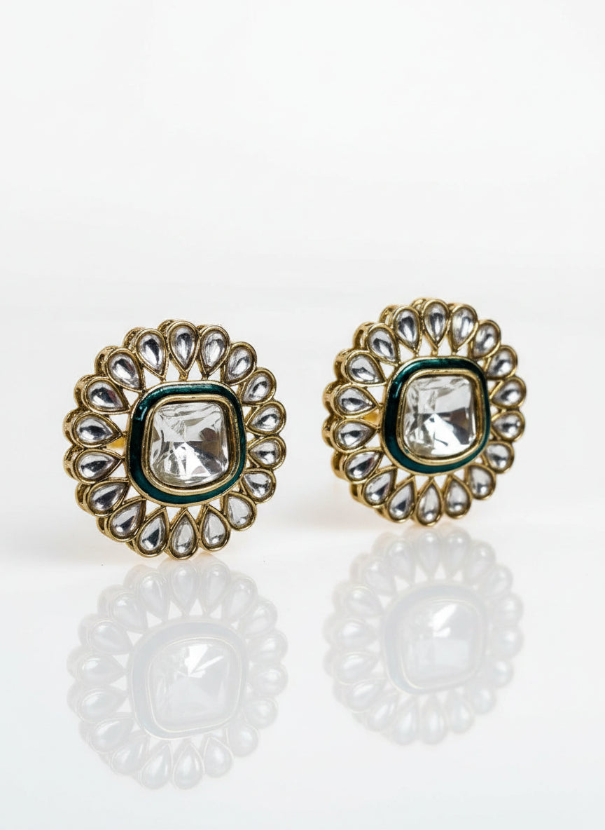 Round Kundan Earrings