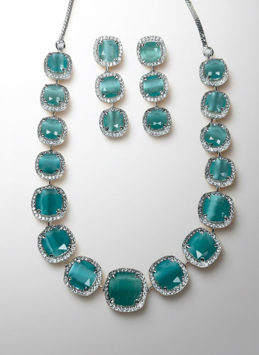 Cluster AD and Eden Sapphire Necklace Set