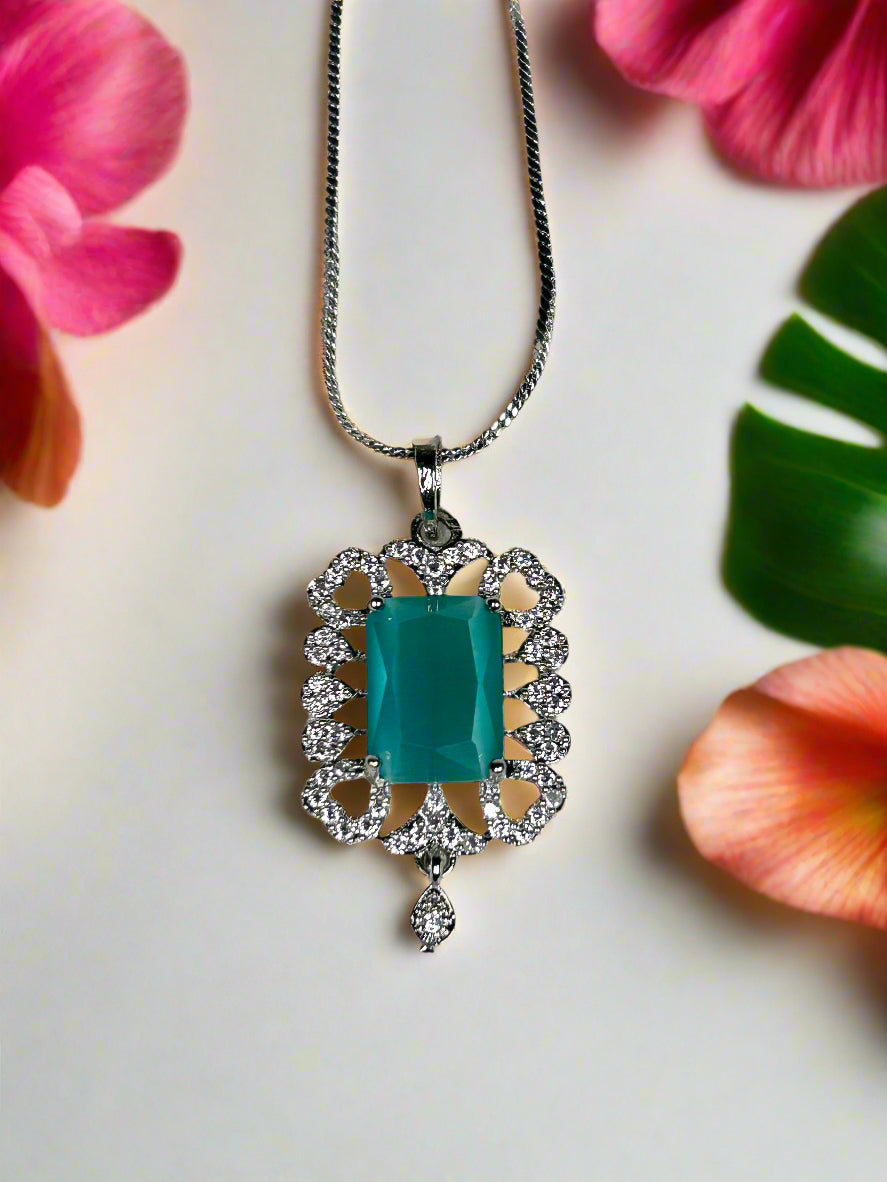 Green Quartz and AD Pendant Set