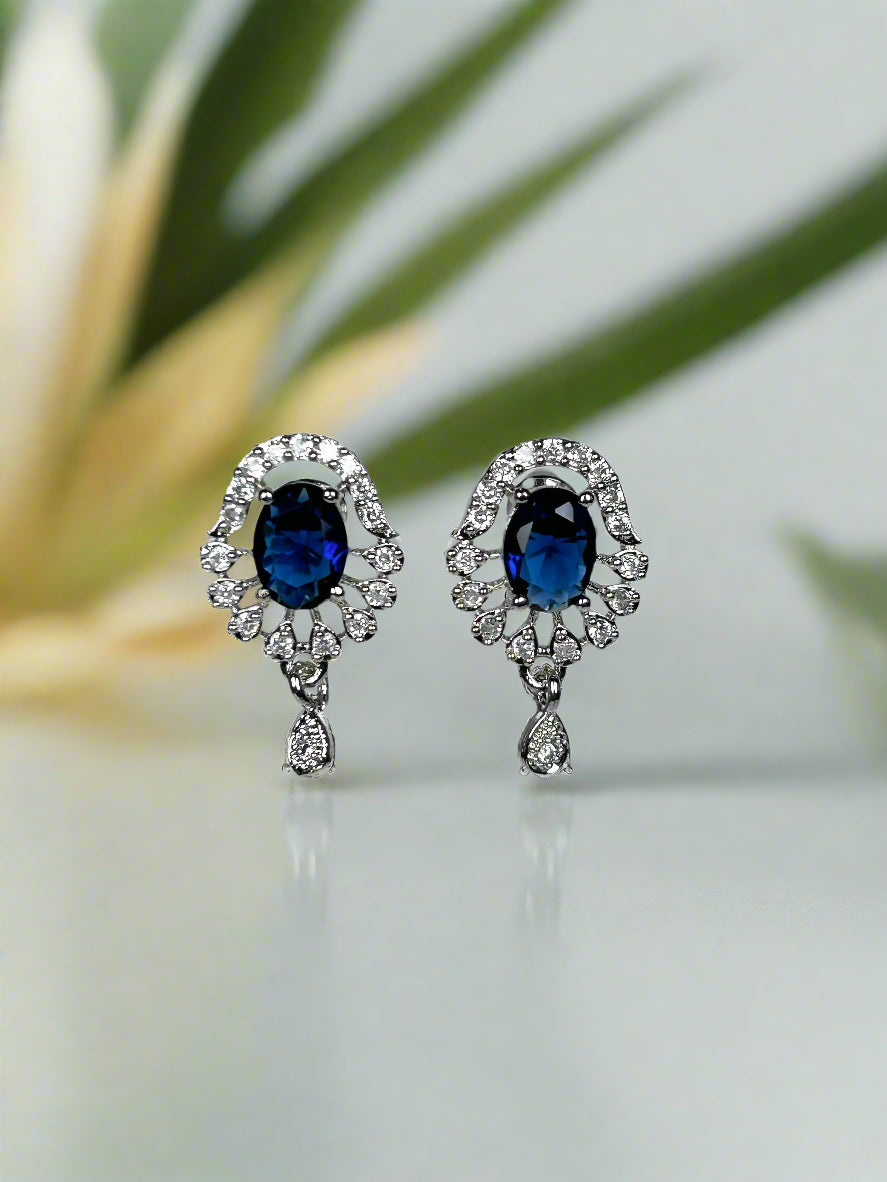 Blue Sapphire and AD Pendant Set