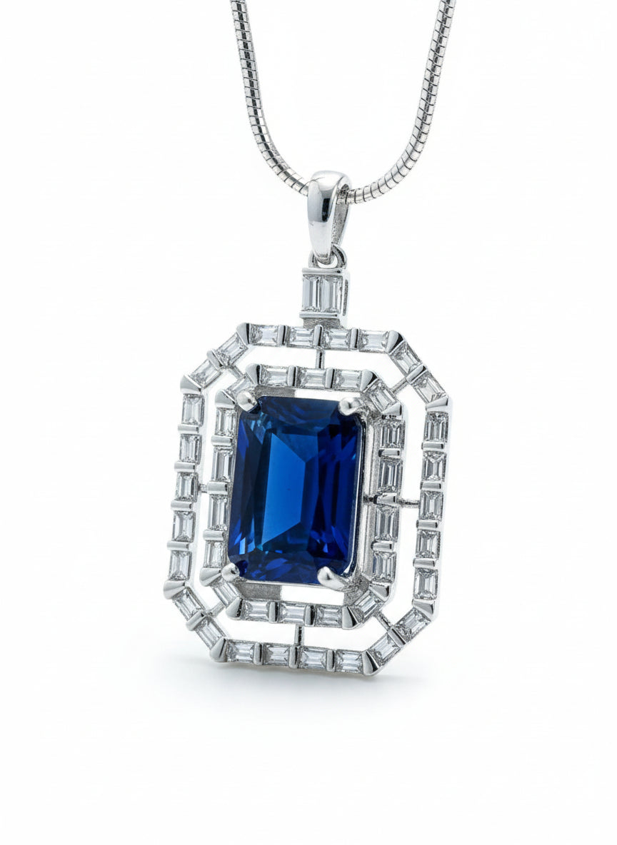 Blue Sapphire and AD Pendant