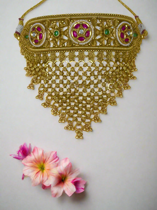 Gold Plated Broad Choker Set