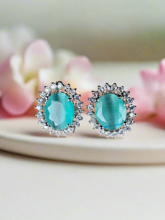 Cluster AD and Eden Emerald Oval Stud Earrings