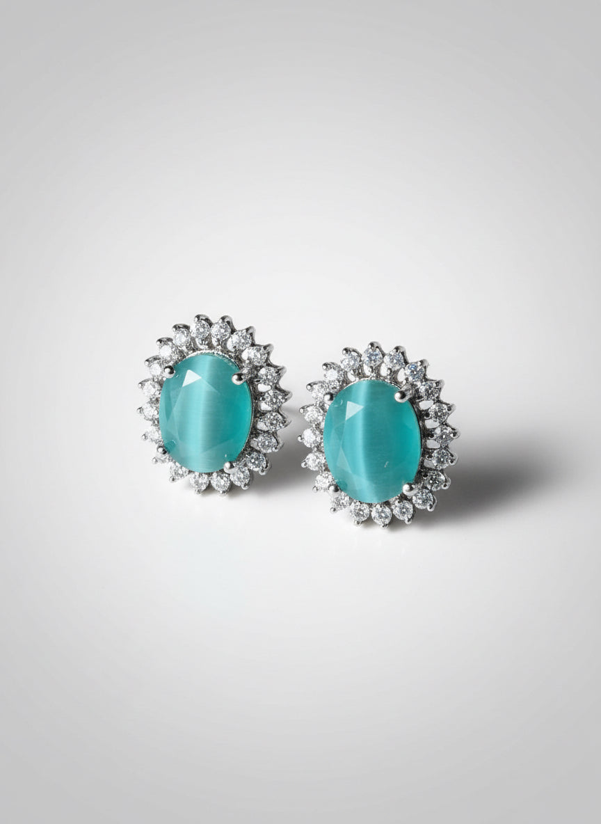 Cluster AD and Eden Emerald Oval Stud Earrings