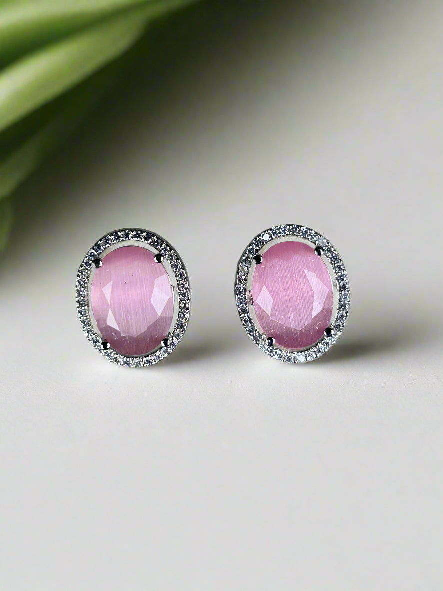 Isabella Bold Pink Quartz Earrings