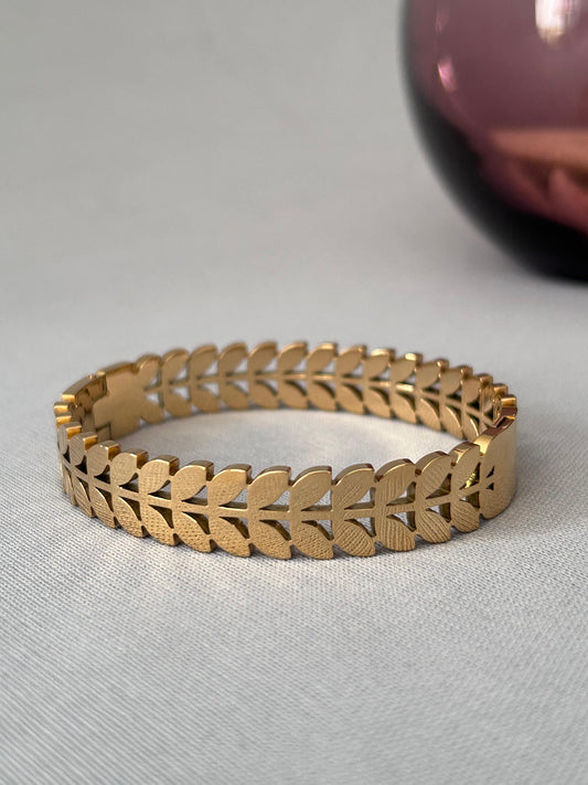 Gold Plated Leaves Bracelet
