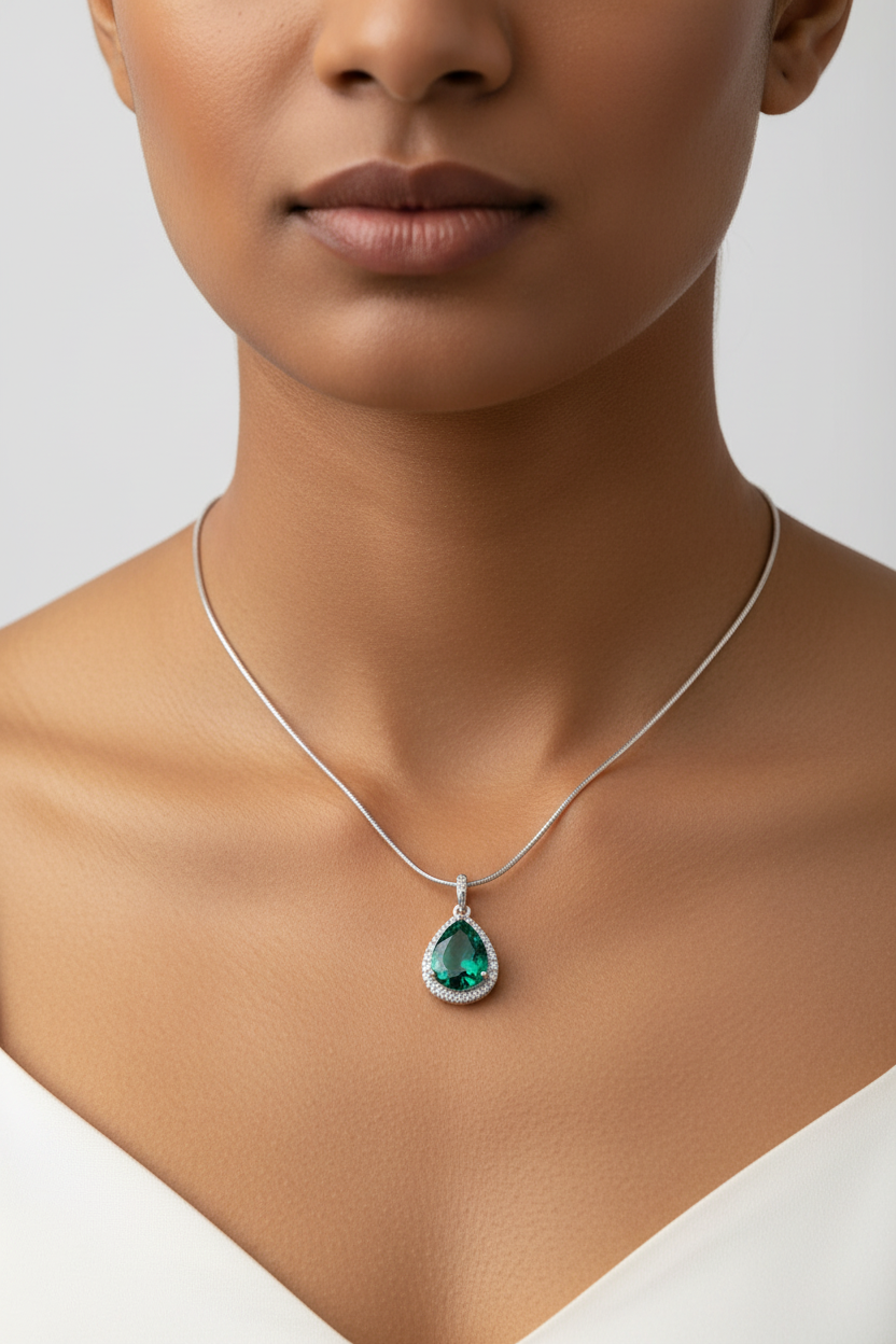 Green Emerald and AD Pendant