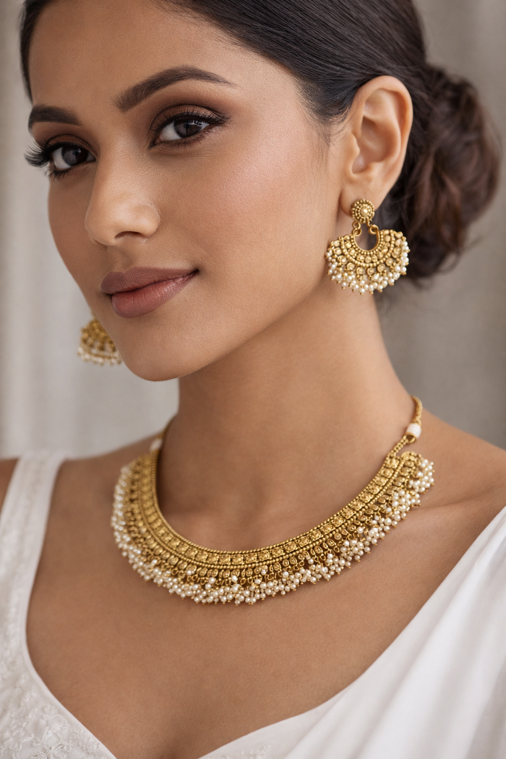 Aarini Gold Plated Necklace Set