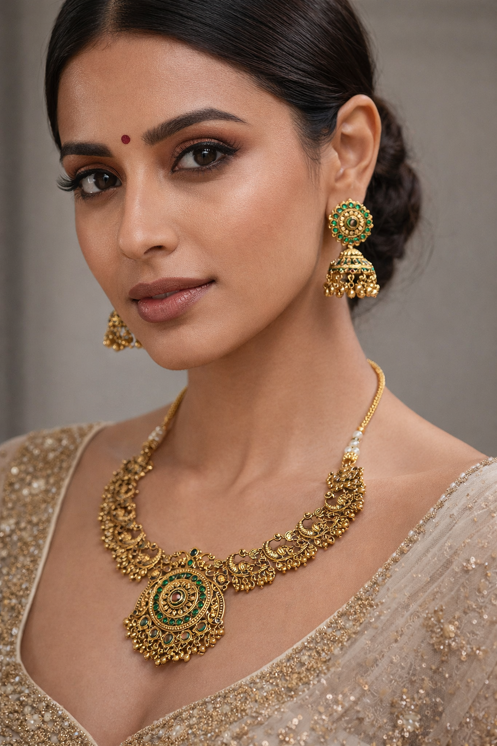 Gold Plated Peacock Necklace Set