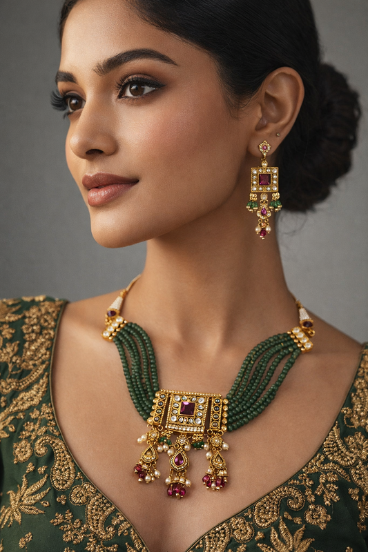 Saumya Antique Gold Plated Choker  Set