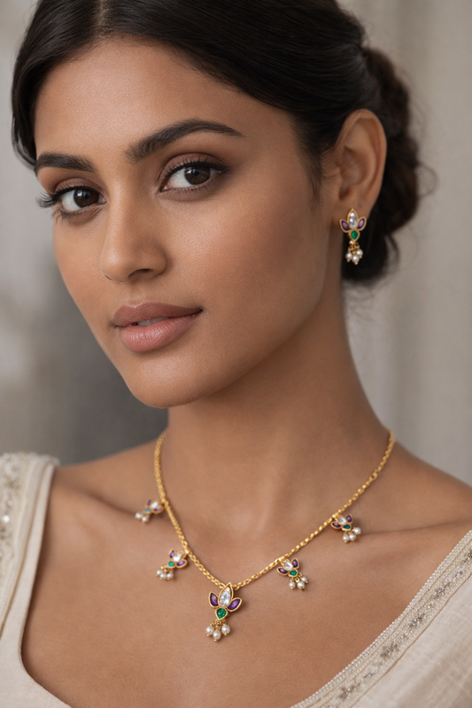 Lotus Gold Plated Jewellery Set