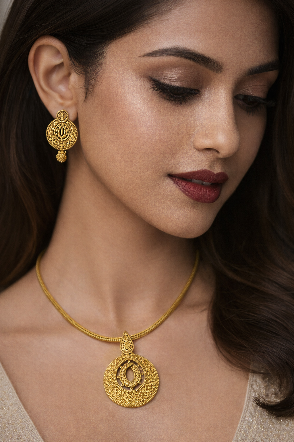 Shreya Gold Plated Pendant Set