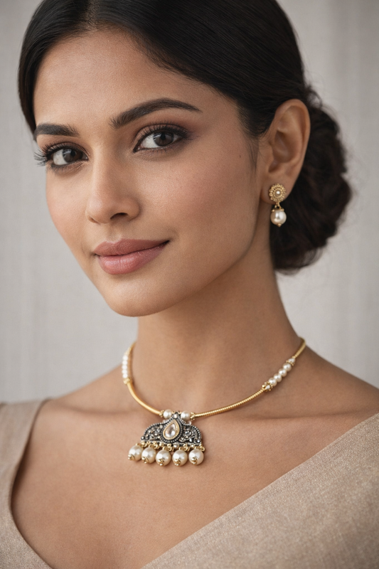 Gold and Silver Plated Tribal Necklace Set