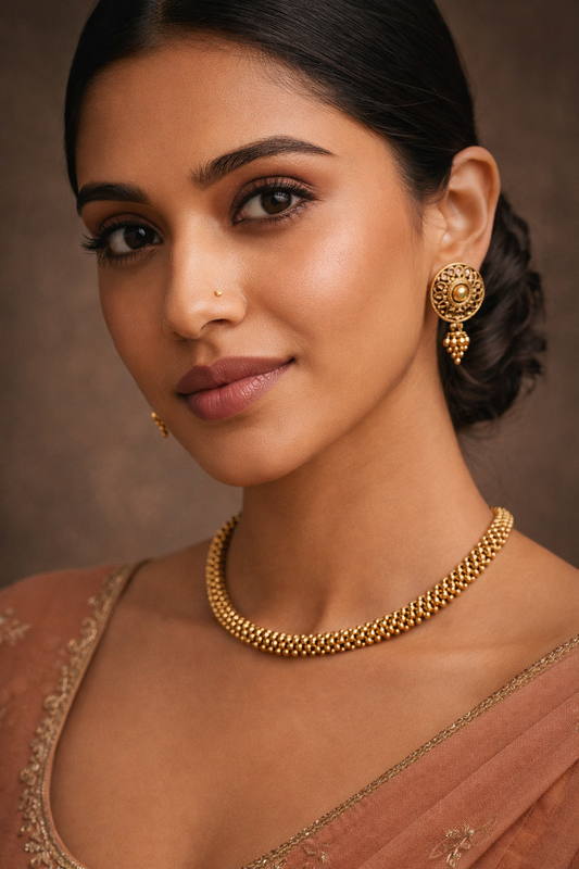 Designer Gold Plated Beads Necklace Set