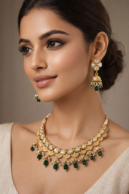 Gold Plated Polki Necklace Set