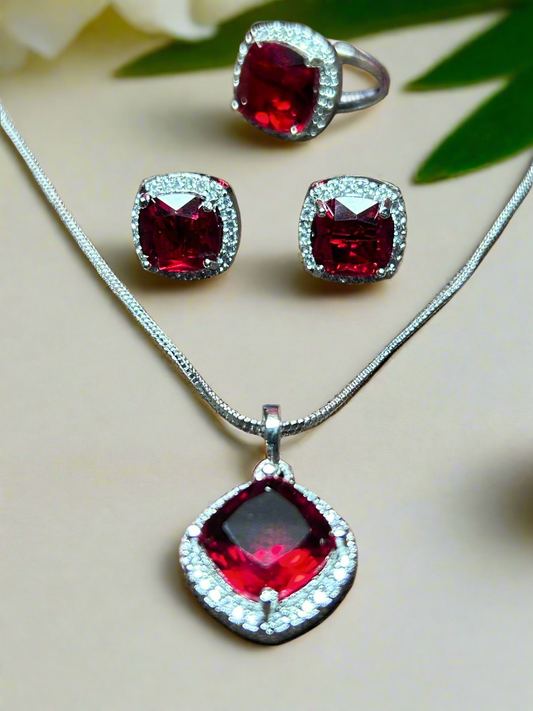 Ruby and AD Pendant Set