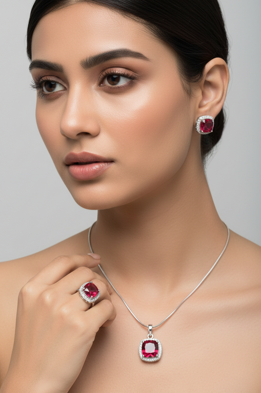 Ruby and AD Pendant Set
