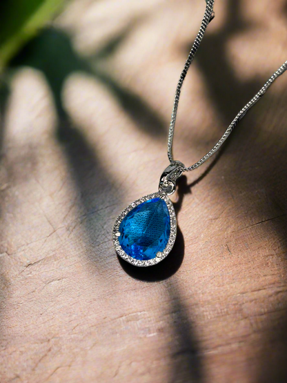 Diamond and Blue Quartz Pendant