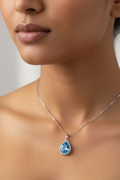 Diamond and Blue Quartz Pendant