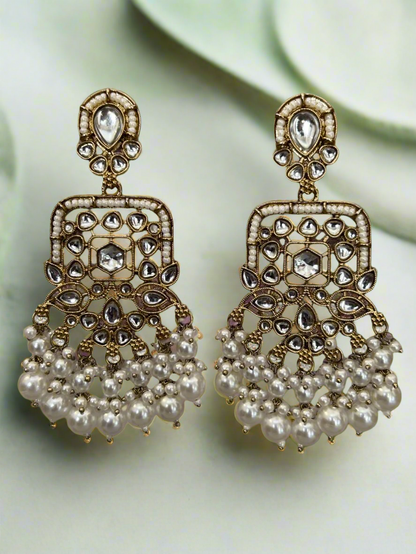 Kundan and Pearls Dangler Earrings