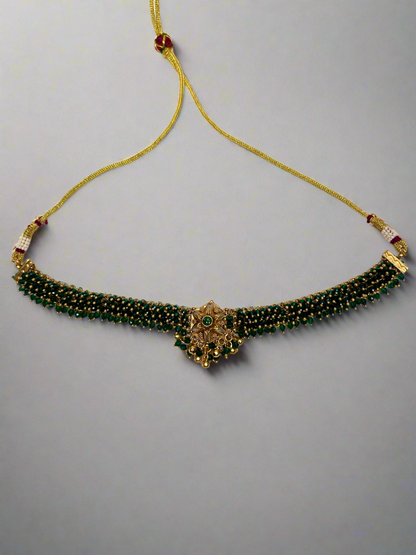 Green Beads Gold Plated Choker Necklace