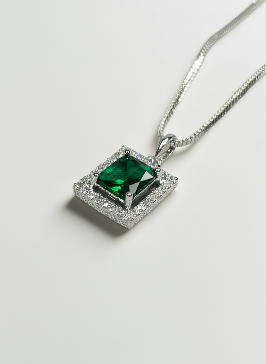 Green Emerald and AD Pendant Set