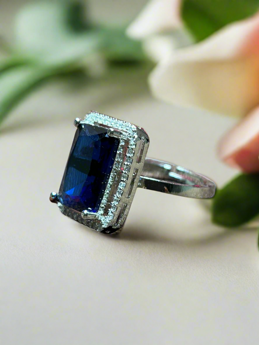 Cluster AD and Blue Sapphire Ring