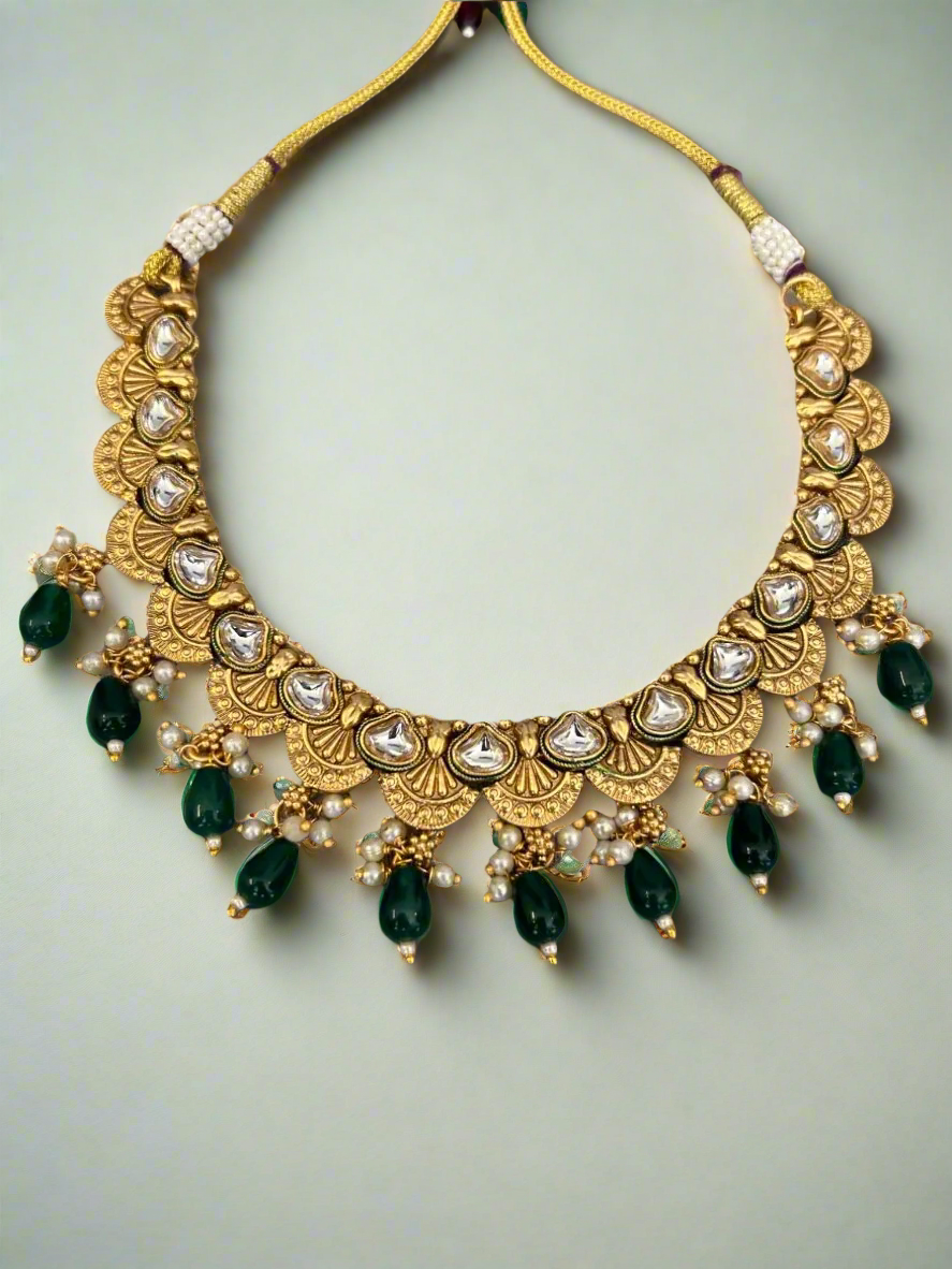 Gold Plated Polki Necklace Set