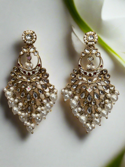 Kundan and Pearls Dangler Earrings