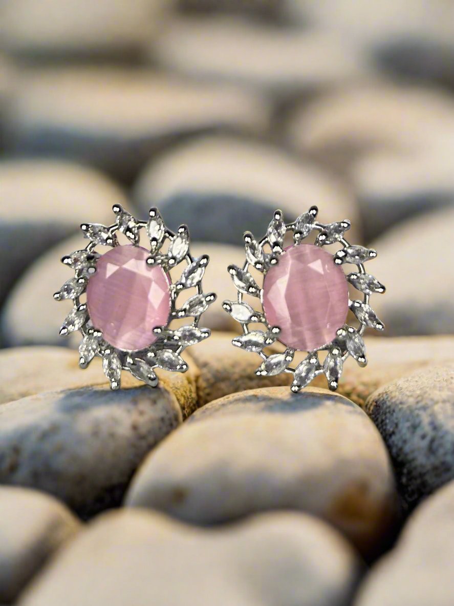 Cluster AD and Pink Quartz Earrings