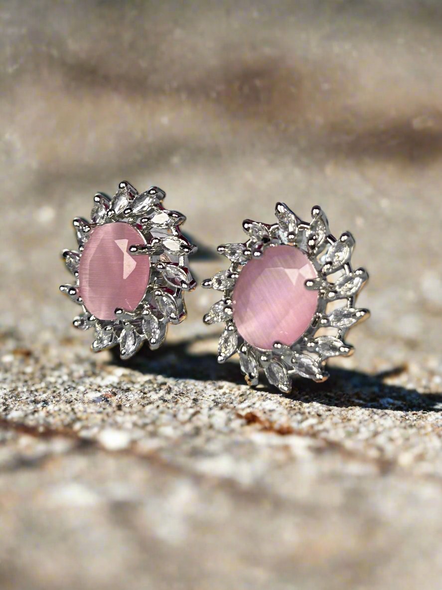 Cluster AD and Pink Quartz Earrings