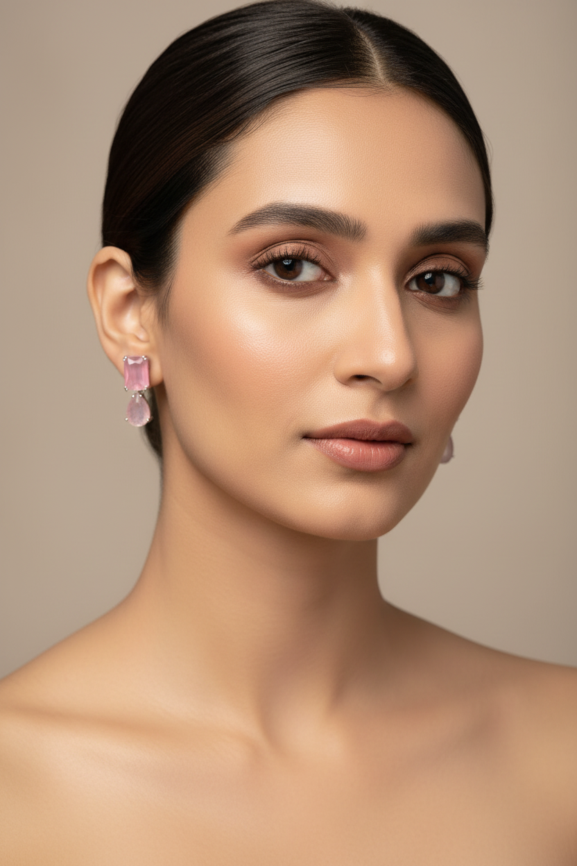 Pink Quartz Drop Earrings