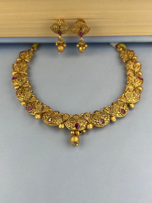 Antique Gold, Ruby and Diamond Necklace Set