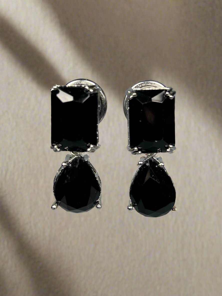 Black Sapphire Semi Precious Stone Earrings