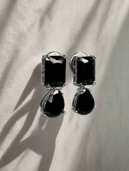 Black Sapphire Semi Precious Stone Earrings