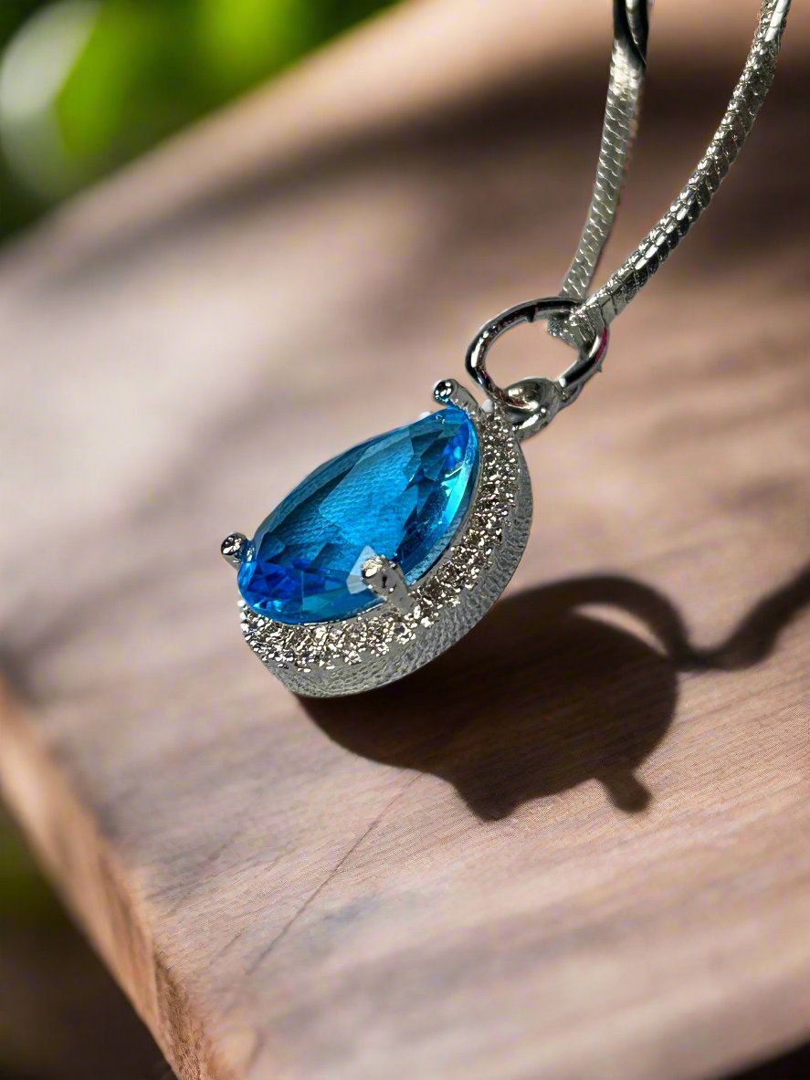 Diamond and Blue Quartz Pendant