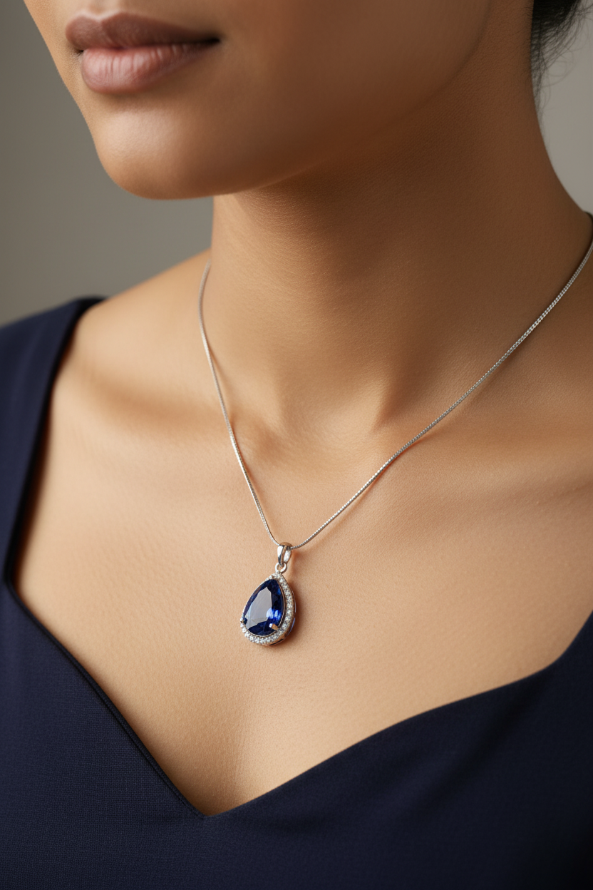 Blue Sapphire and AD Pendant