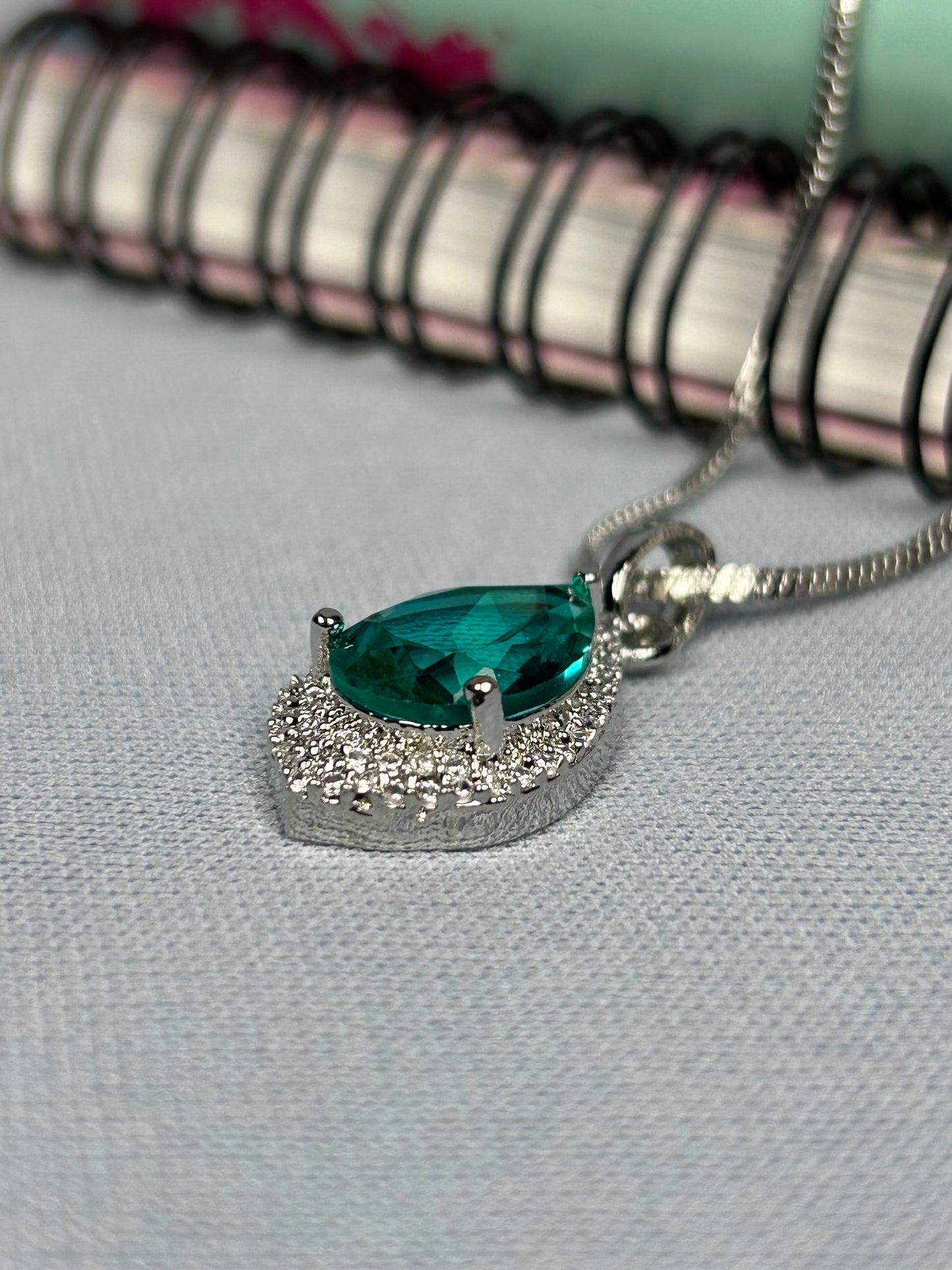 Green Emerald and Cluster AD Pendant