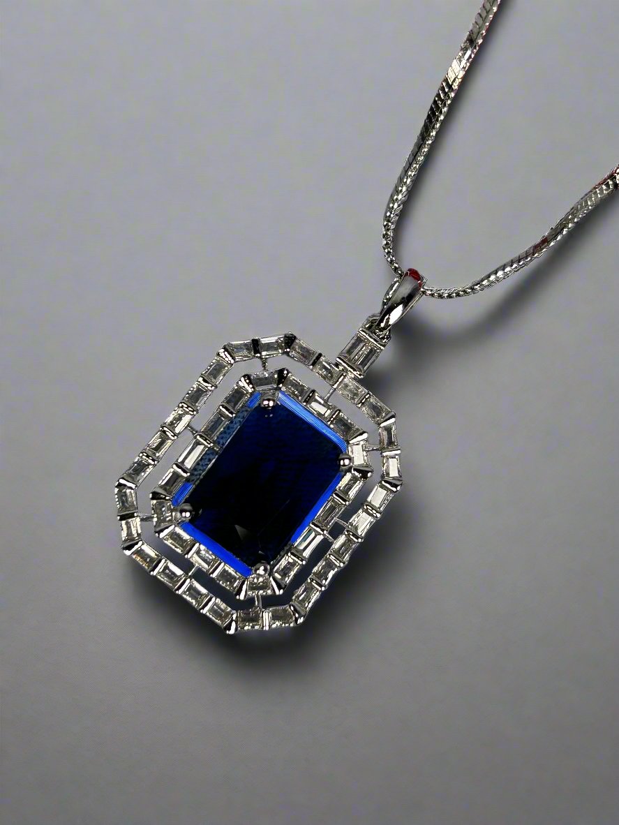 Blue Sapphire and AD Pendant