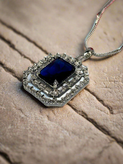 Blue Sapphire and AD Pendant