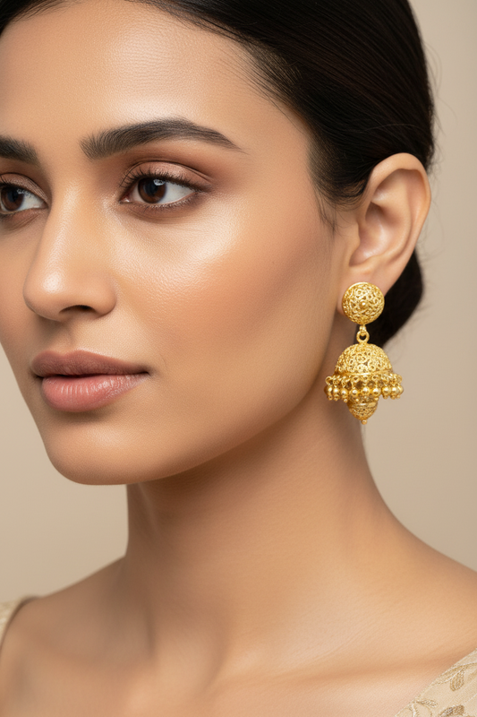 Intricate Gold Plated Jhumkis