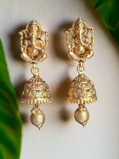 Lord Ganesha Gold Jhumkis